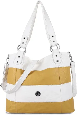 Angel Kiss Hobo Purses for Women Multi-Color Striped Lattice Cross Body Shoulder Purse Bag Tote Handbag