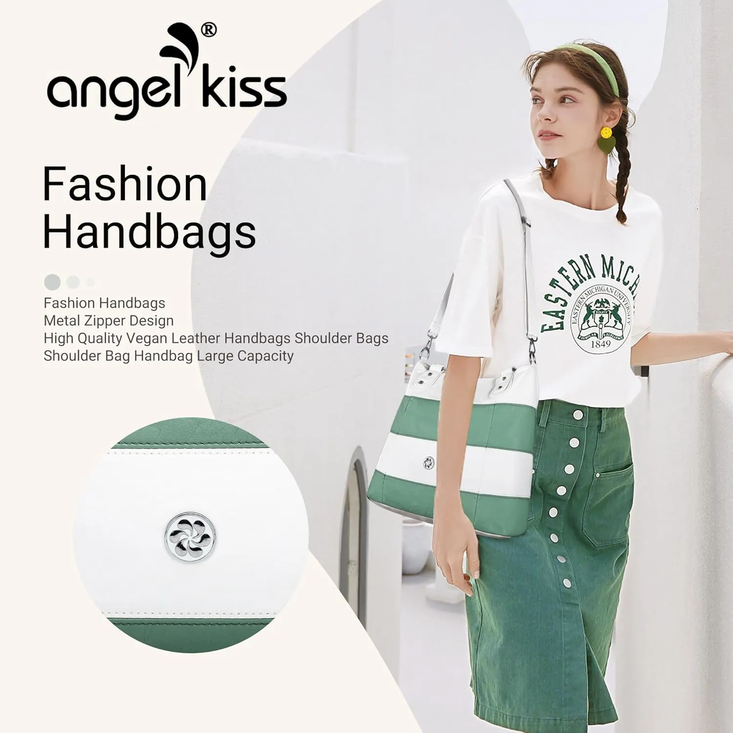 Angel Kiss Hobo Purses for Women Multi-Color Striped Lattice Cross Body Shoulder Purse Bag Tote Handbag