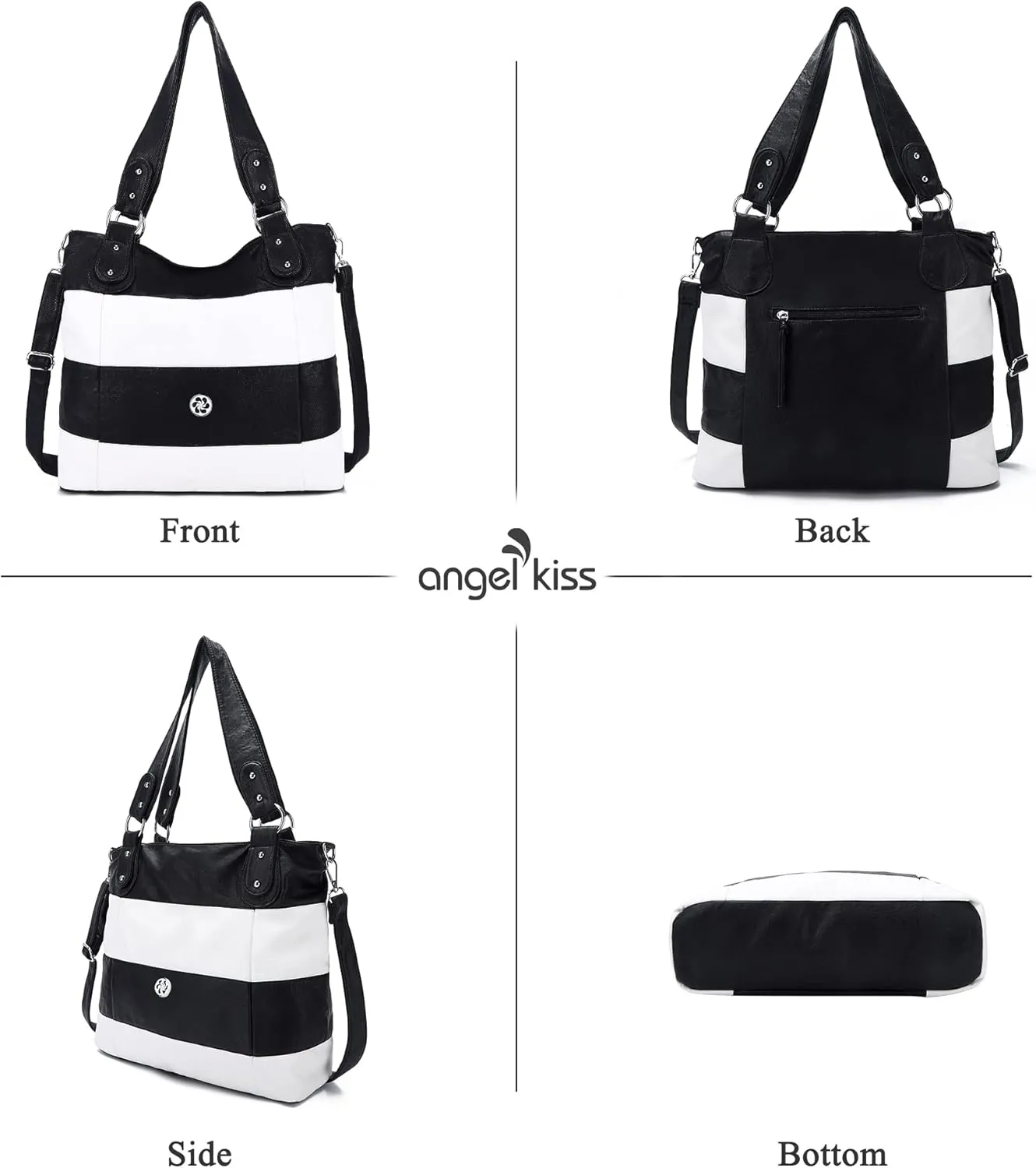 Angel Kiss Hobo Purses for Women Multi-Color Striped Lattice Cross Body Shoulder Purse Bag Tote Handbag