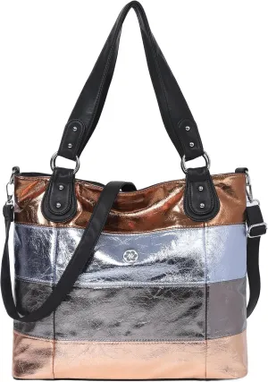 Angel Kiss Hobo Purses for Women Multi-Color Striped Lattice Cross Body Shoulder Purse Bag Tote Handbag
