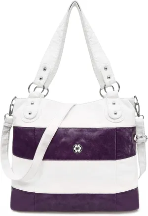 Angel Kiss Hobo Purses for Women Multi-Color Striped Lattice Cross Body Shoulder Purse Bag Tote Handbag