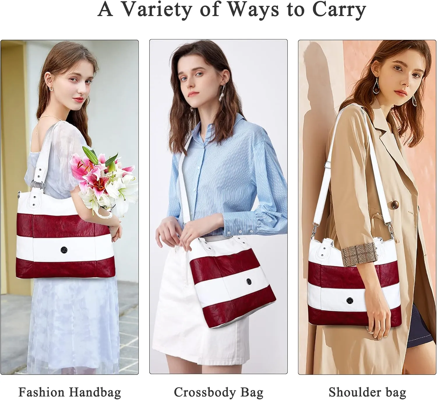 Angel Kiss Hobo Purses for Women Multi-Color Striped Lattice Cross Body Shoulder Purse Bag Tote Handbag