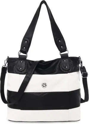 Angel Kiss Hobo Purses for Women Multi-Color Striped Lattice Cross Body Shoulder Purse Bag Tote Handbag