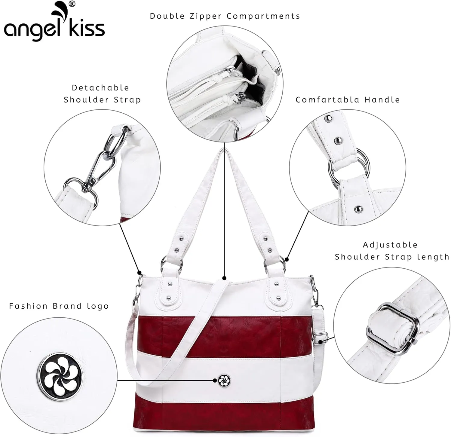 Angel Kiss Hobo Purses for Women Multi-Color Striped Lattice Cross Body Shoulder Purse Bag Tote Handbag