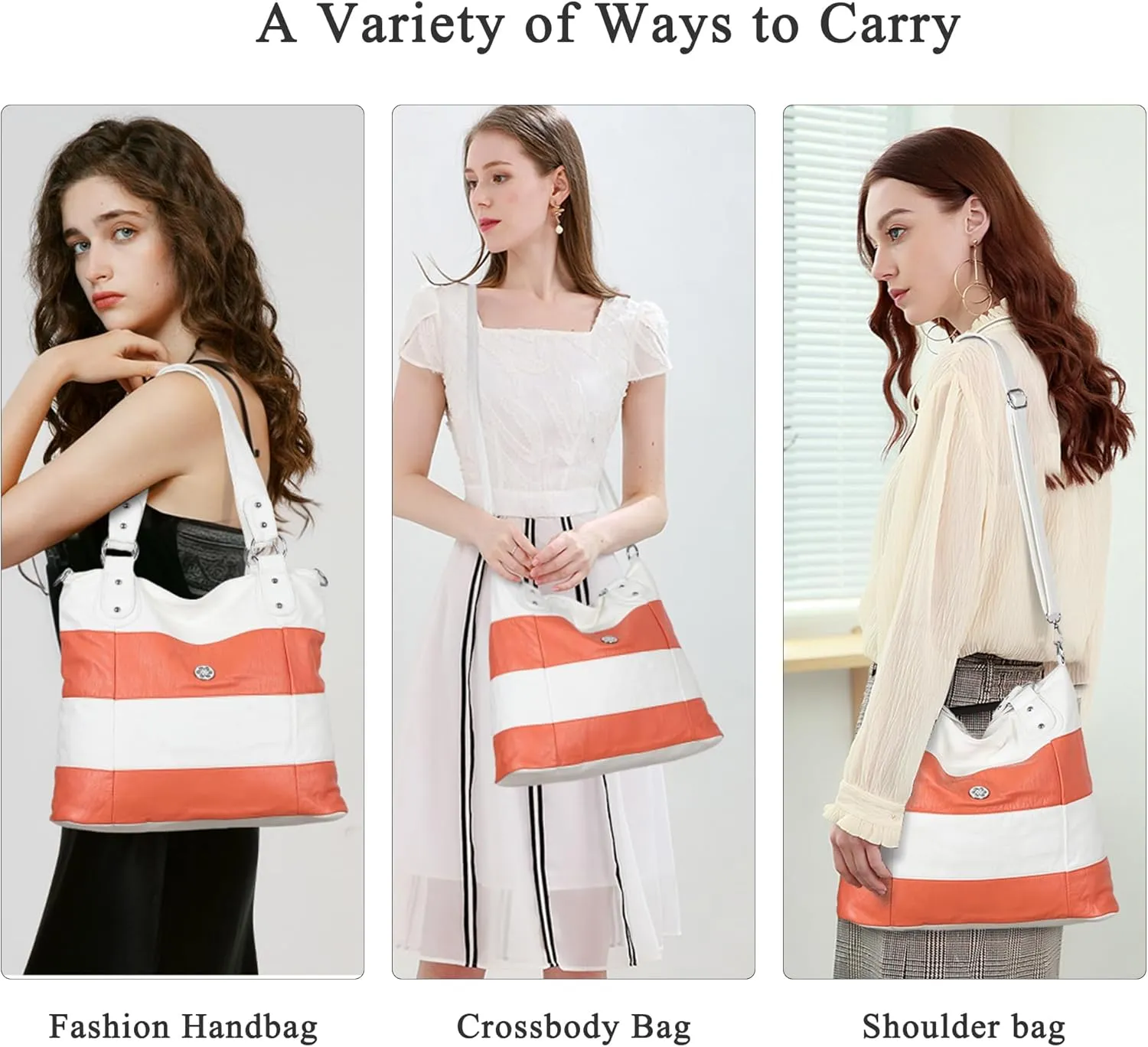 Angel Kiss Hobo Purses for Women Multi-Color Striped Lattice Cross Body Shoulder Purse Bag Tote Handbag