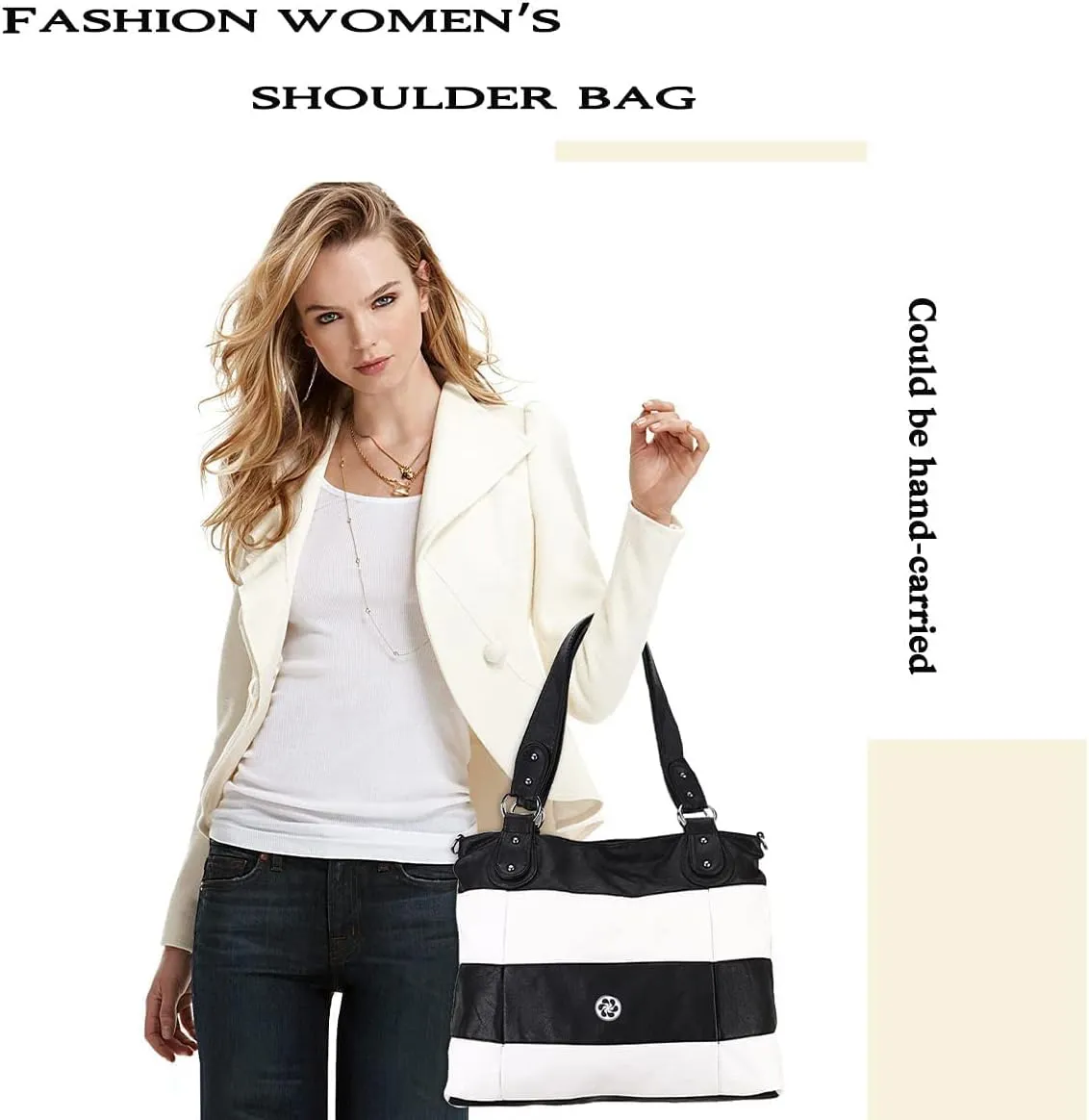 Angel Kiss Hobo Purses for Women Multi-Color Striped Lattice Cross Body Shoulder Purse Bag Tote Handbag