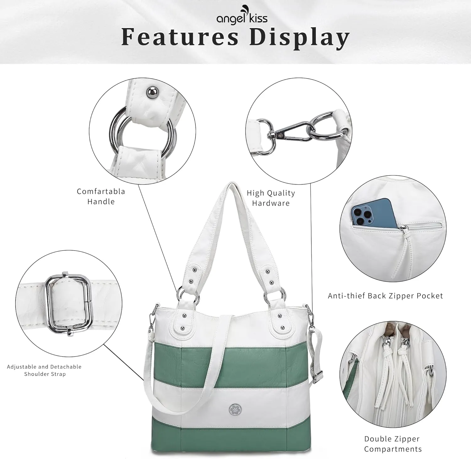 Angel Kiss Hobo Purses for Women Multi-Color Striped Lattice Cross Body Shoulder Purse Bag Tote Handbag