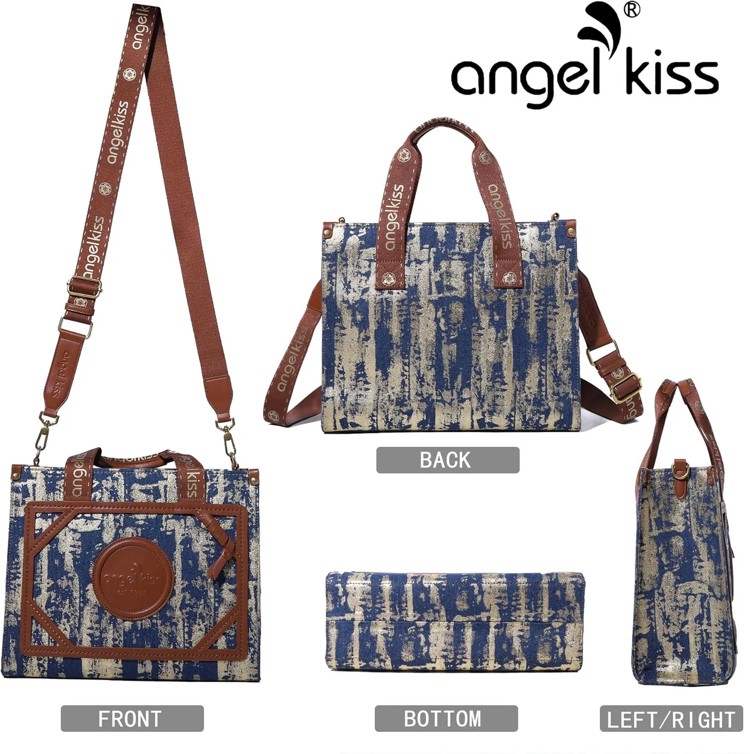 Angel Kiss Tote Bag Purses for Women Medium Top-handle Satchel Handbags with Crossbody Srtap