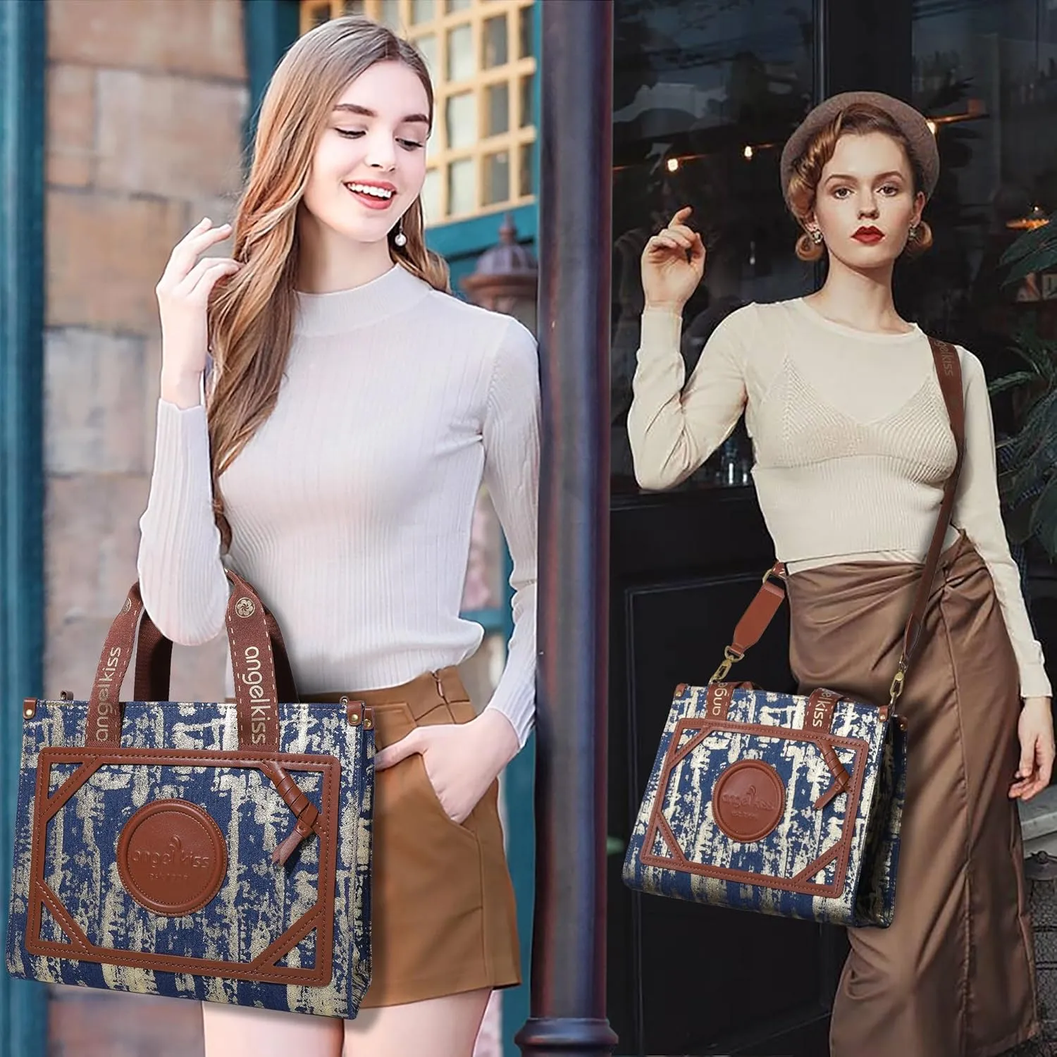 Angel Kiss Tote Bag Purses for Women Medium Top-handle Satchel Handbags with Crossbody Srtap