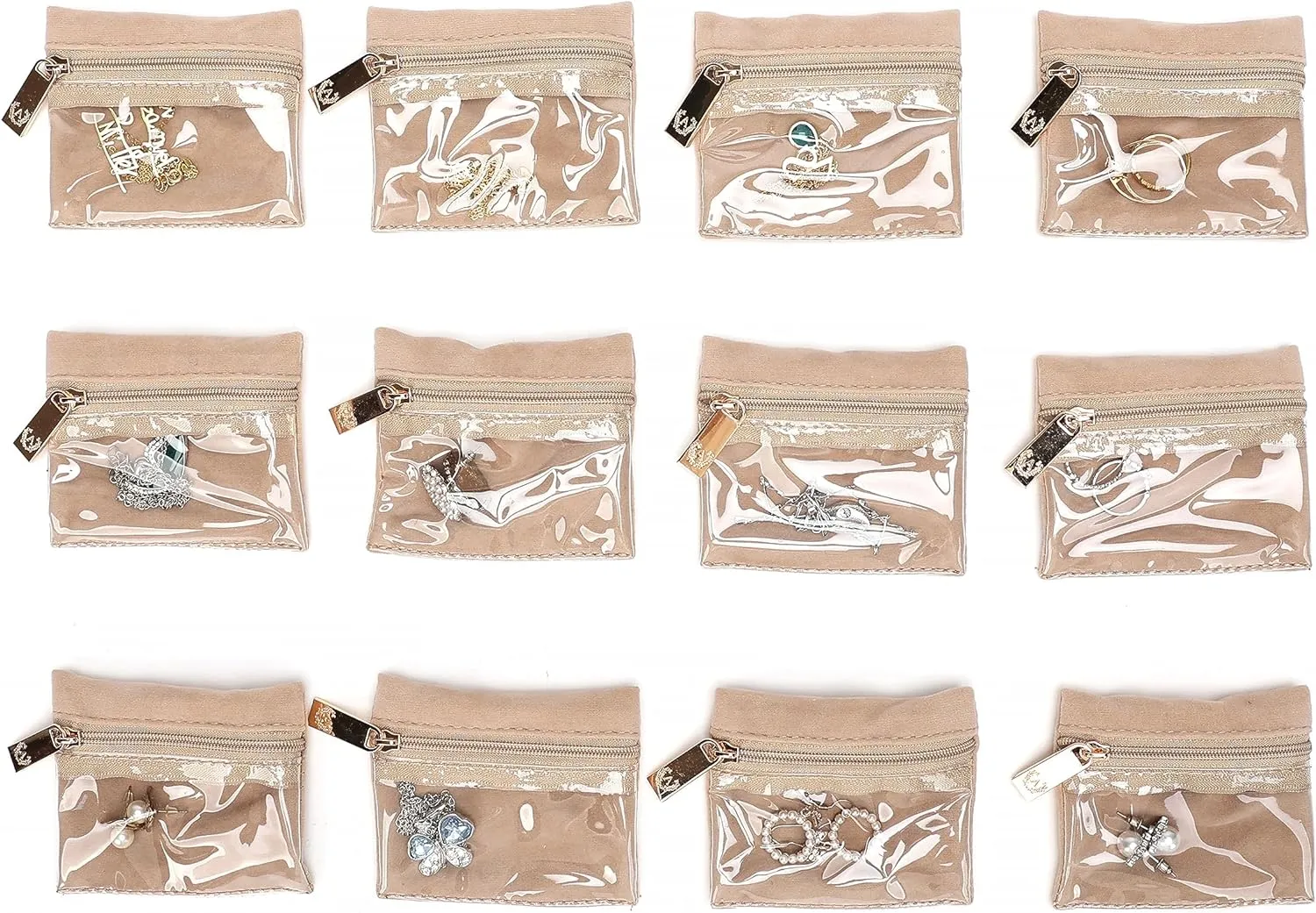 Angelina's Palace Jewelry Organizer Case Bridesmaid Gifts Travel Bag Vegan Leather Box for Necklace Earring Bracelet Ring(light fawn)
