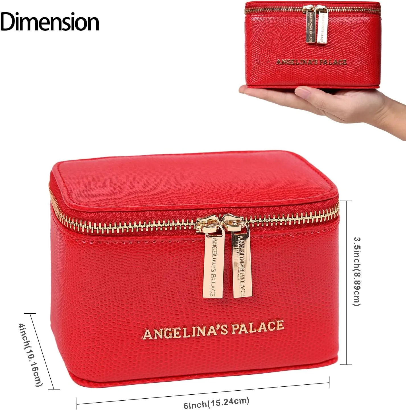 Angelina's Palace Snakeskin Pattern Jewelry Organizer Case Bridesmaid Gifts Travel Bag Vegan Leather Box for Necklace Earring Bracelet Ring(Red)