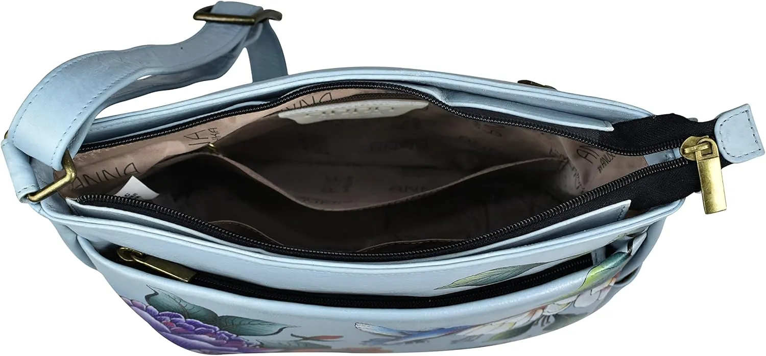 Anna by Anuschka Women's Hand-Painted Leather Crossbody with Side Pockets