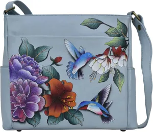 Anna by Anuschka Women's Hand-Painted Leather Crossbody with Side Pockets