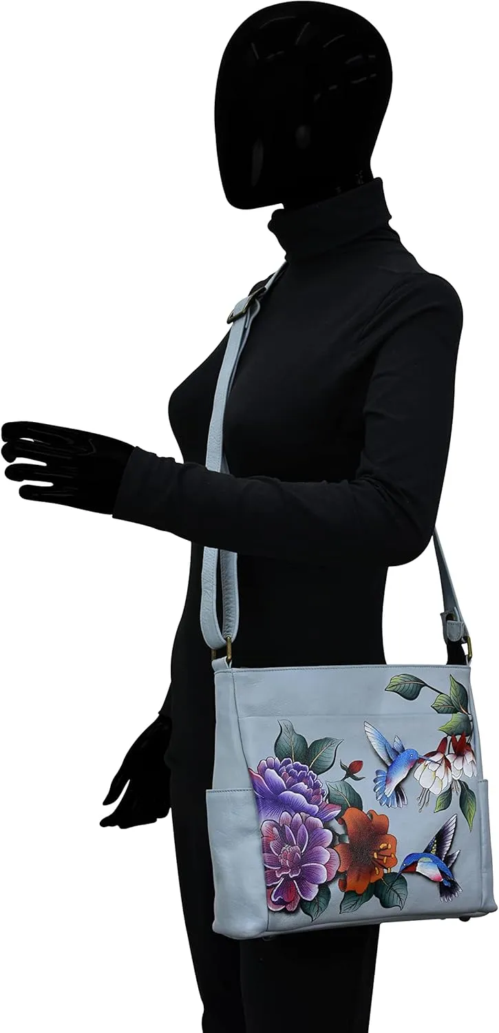 Anna by Anuschka Women's Hand-Painted Leather Crossbody with Side Pockets
