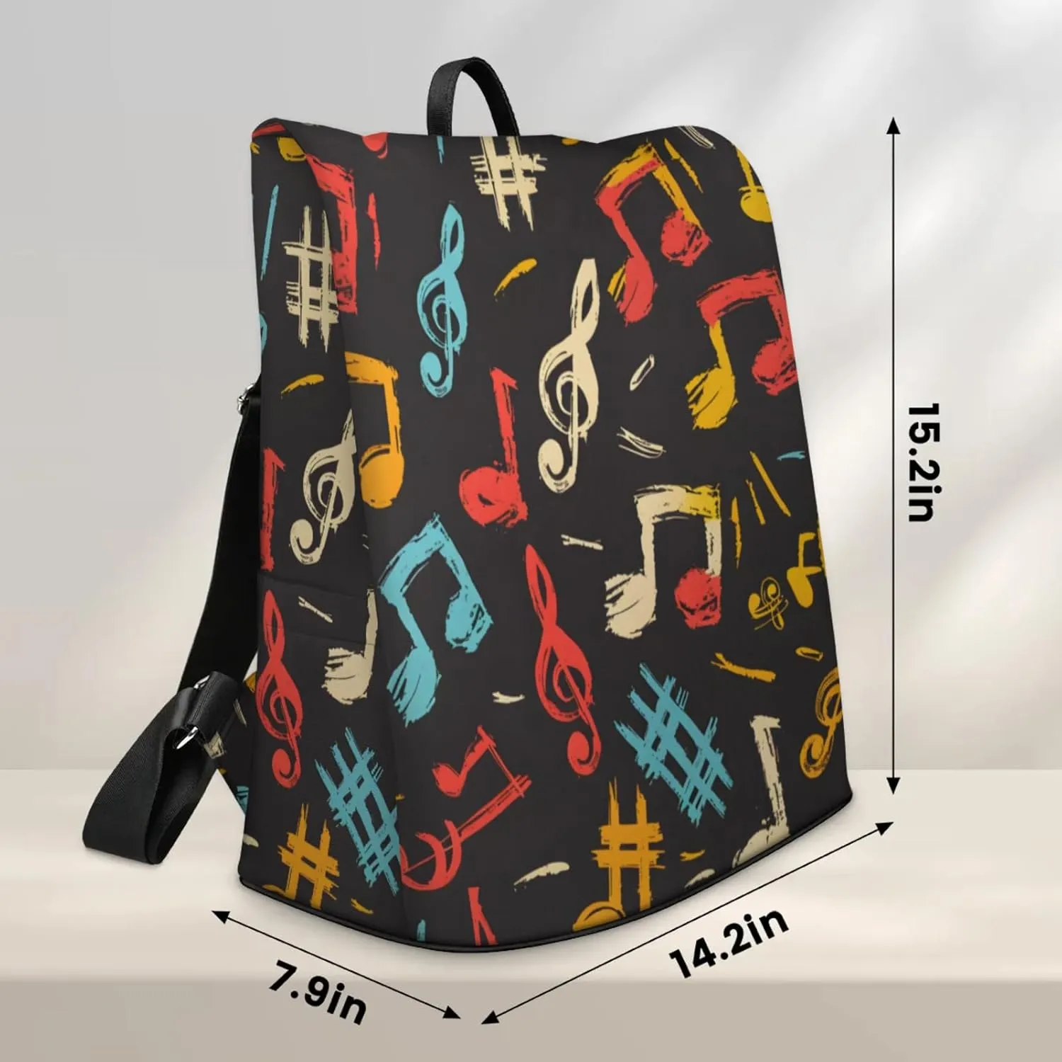 Anti-Theft Backpack for Women Colorful Music Notes Lightweight Mini Backpack Purse Small Travel Backpack with Secure Zipper Fashion Backpack Purses for Women Daily Use & Gifts
