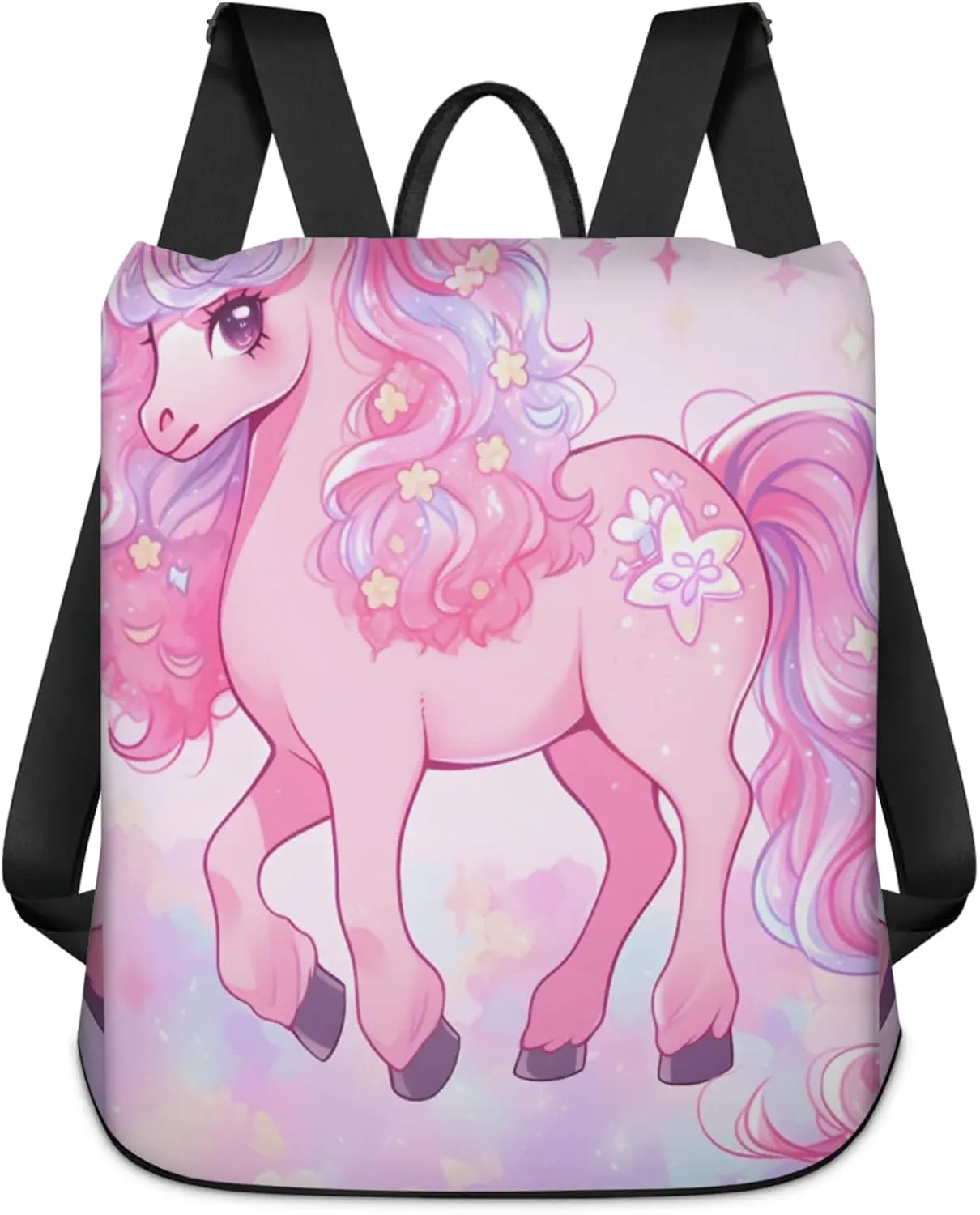 Anti-Theft Backpack for Women Horse Pink Lightweight Mini Backpack Purse Small Travel Backpack with Secure Zipper Fashion Backpack Purses for Women Daily Use & Gifts