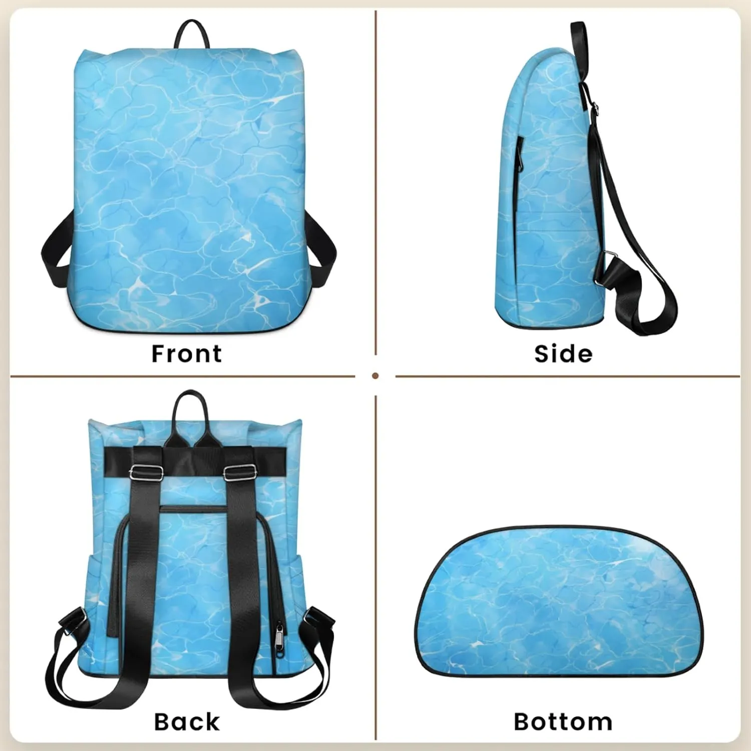 Anti-Theft Backpack for Women Sea Water Lightweight Mini Backpack Purse Small Travel Backpack with Secure Zipper Fashion Backpack Purses for Women Daily Use & Gifts
