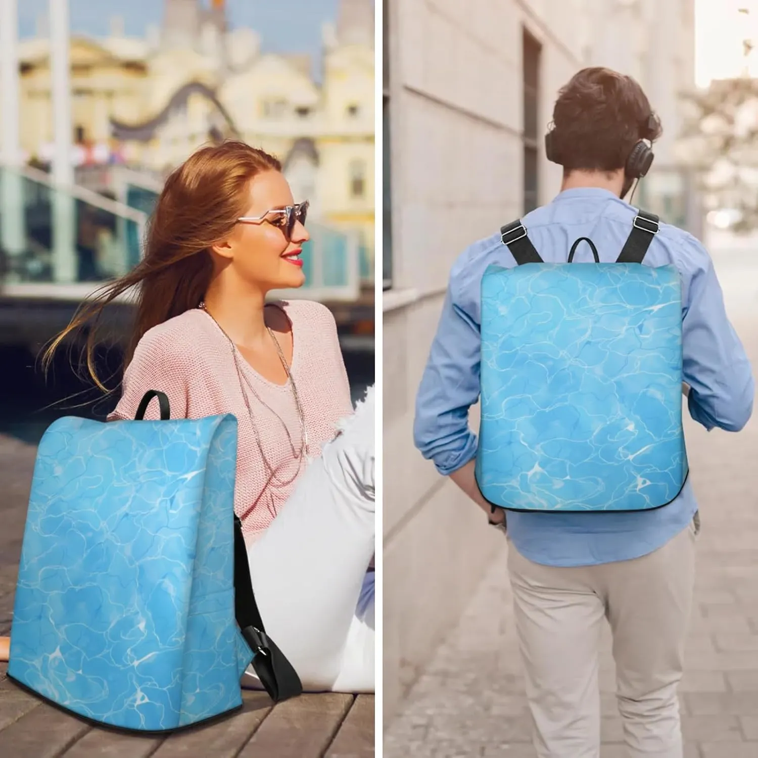 Anti-Theft Backpack for Women Sea Water Lightweight Mini Backpack Purse Small Travel Backpack with Secure Zipper Fashion Backpack Purses for Women Daily Use & Gifts
