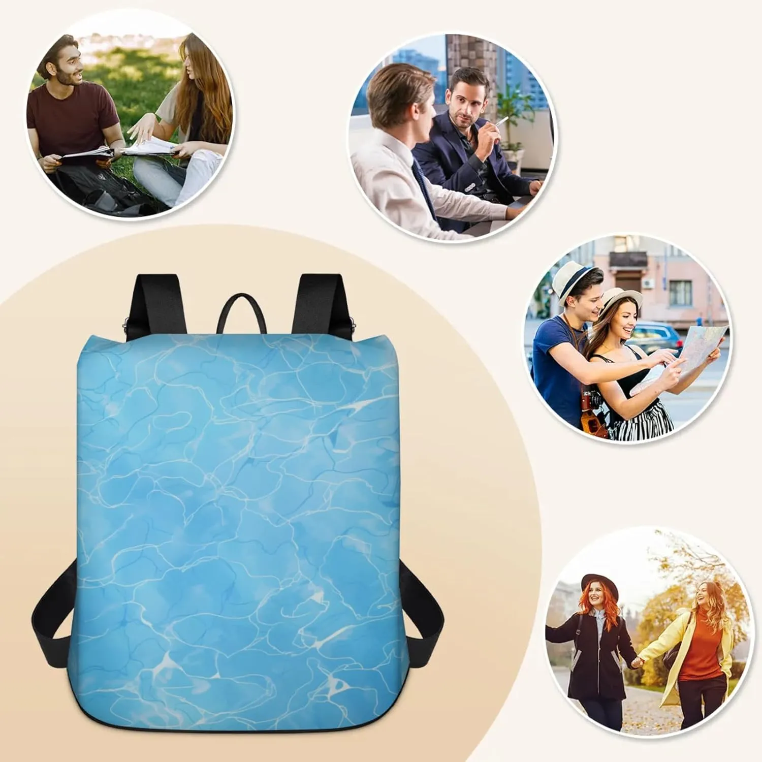 Anti-Theft Backpack for Women Sea Water Lightweight Mini Backpack Purse Small Travel Backpack with Secure Zipper Fashion Backpack Purses for Women Daily Use & Gifts