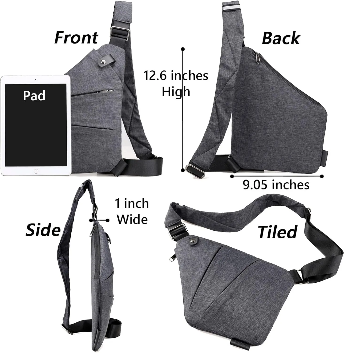 Anti Theft Bag for Women Men, Personal Flex Travel Purses Anti Theft Crossbody Bags Multi Pocket Bag