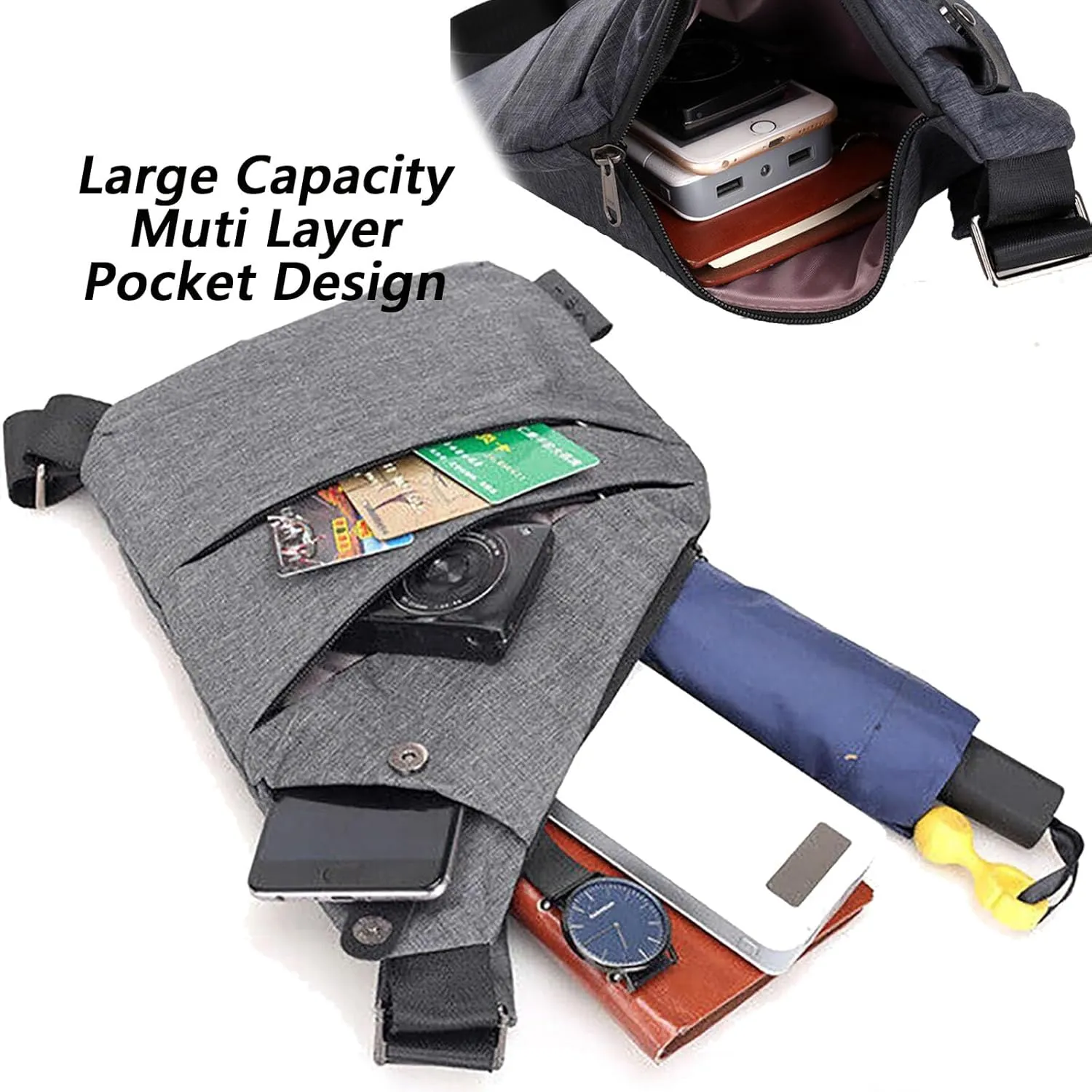 Anti Theft Bag for Women Men, Personal Flex Travel Purses Anti Theft Crossbody Bags Multi Pocket Bag