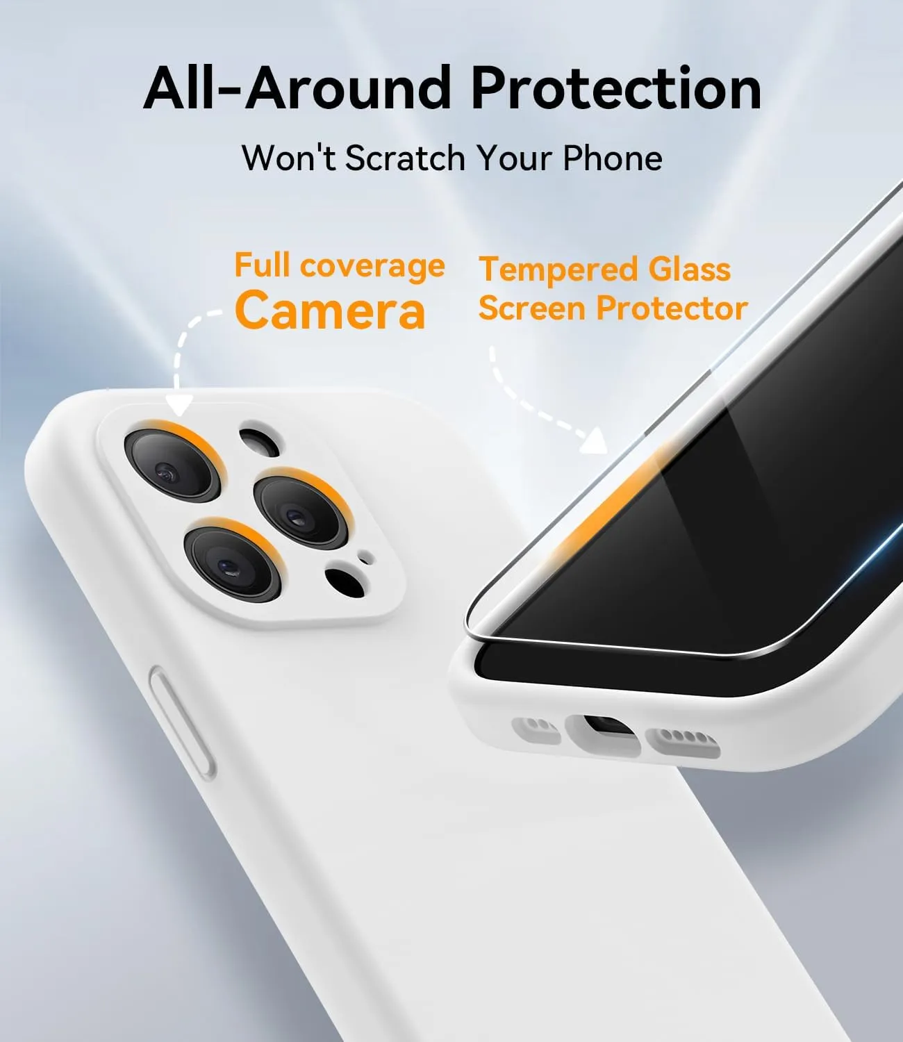 AOTESIER Magnetic for iPhone 15 Pro Case, [Compatible with Magsafe] [Food Grade Silicone] Upgraded Camera & Screen Protection Phone Case with [2 Screen Protectors], 6.1 inch, White