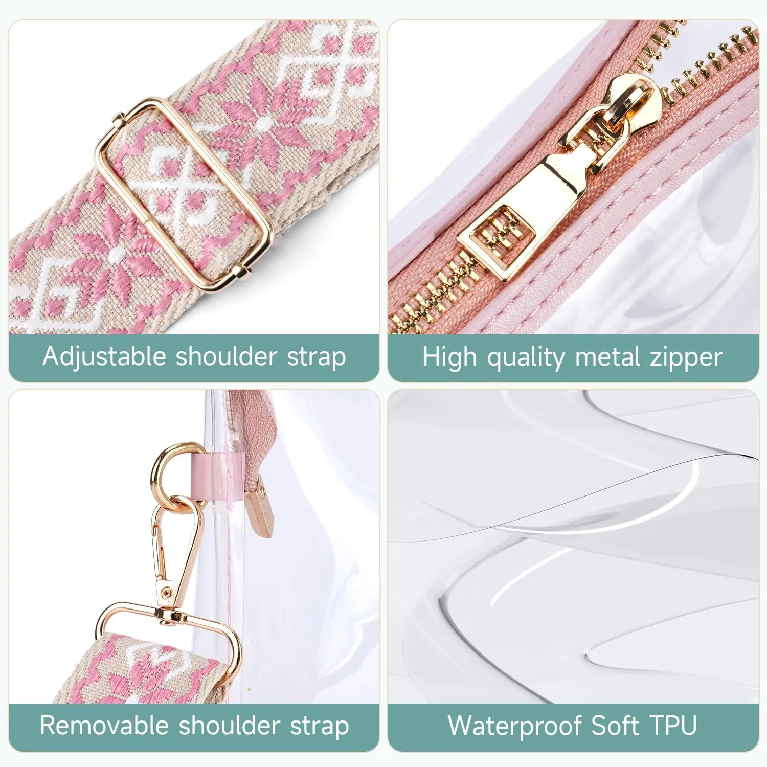 APHISON Clear Bag for Stadium Events,Letter Small Clear Purses for Women Stadium Approved Crossbody Bag for Concerts Sports