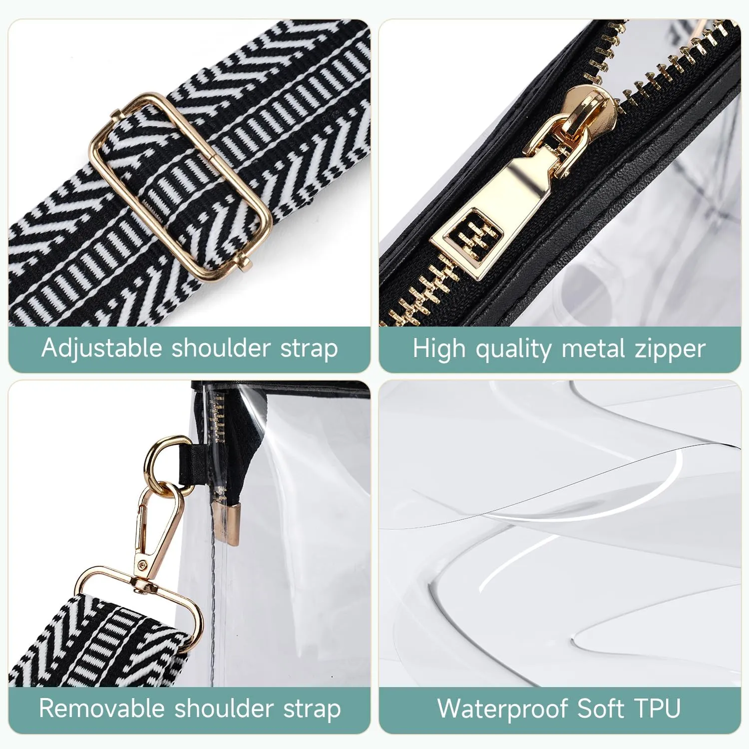 APHISON Clear Bag for Stadium Events,Letter Small Clear Purses for Women Stadium Approved Crossbody Bag for Concerts Sports