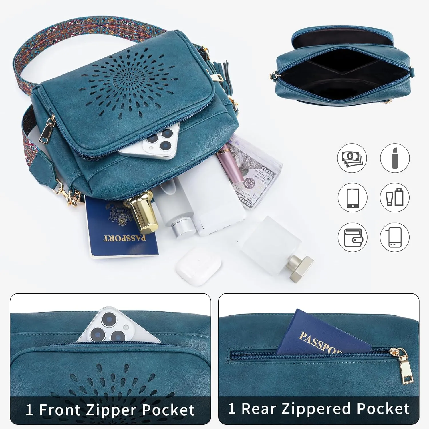 APHISON Crossbody Bags for Women, Vegan Leather Sunflower Crossbody Phone Purse Shoulder Handbags with Adjustable Strap