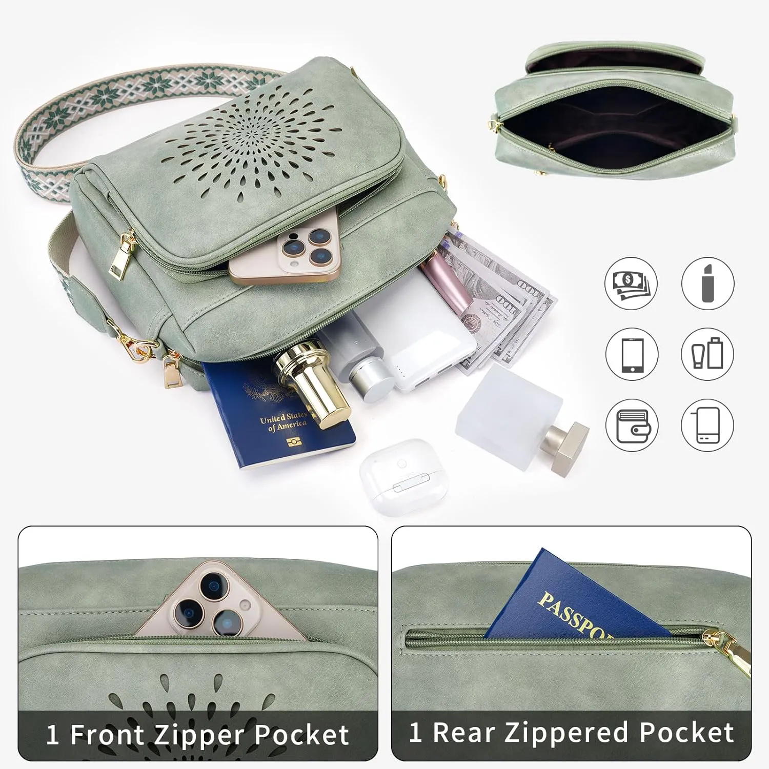 APHISON Crossbody Bags for Women, Vegan Leather Sunflower Crossbody Phone Purse Shoulder Handbags with Adjustable Strap