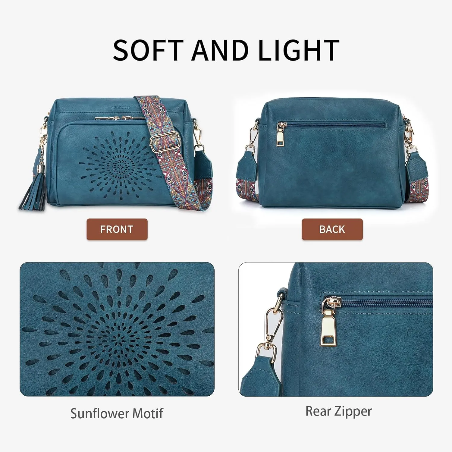 APHISON Crossbody Bags for Women, Vegan Leather Sunflower Crossbody Phone Purse Shoulder Handbags with Adjustable Strap