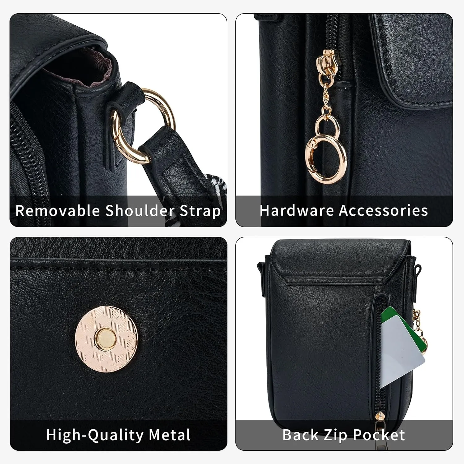APHISON Small Crossbody Bags for Women Trendy, Leather Phone Wallet Purses Handbags Card Slots with Adjustable Guitar Strap