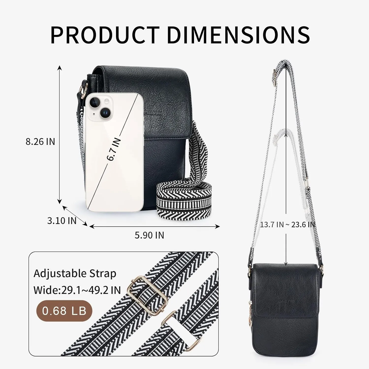 APHISON Small Crossbody Bags for Women Trendy, Leather Phone Wallet Purses Handbags Card Slots with Adjustable Guitar Strap