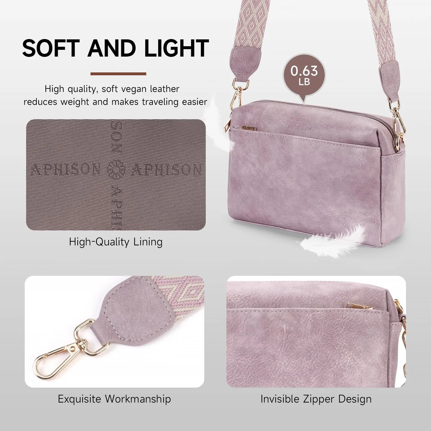 APHISON Small Crossbody Bags for Women, Triple Zip Crossbody Cell Phone Purse Shoulder Handbags with Adjustable Strap