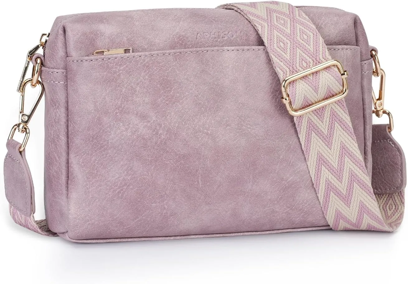 APHISON Small Crossbody Bags for Women, Triple Zip Crossbody Cell Phone Purse Shoulder Handbags with Adjustable Strap