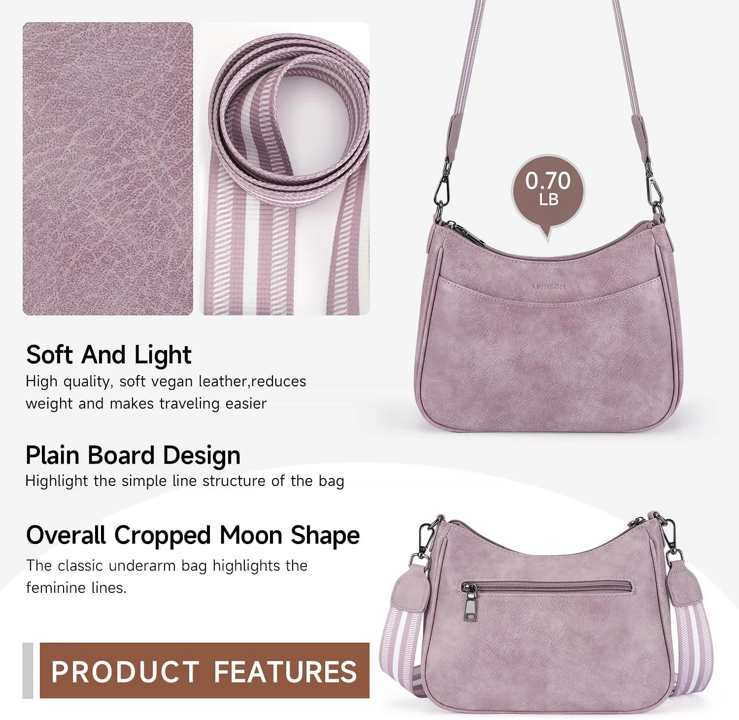 APHISON Trendy Leather Crossbody Purse with Adjustable Strap, Women's Shoulder Handbag