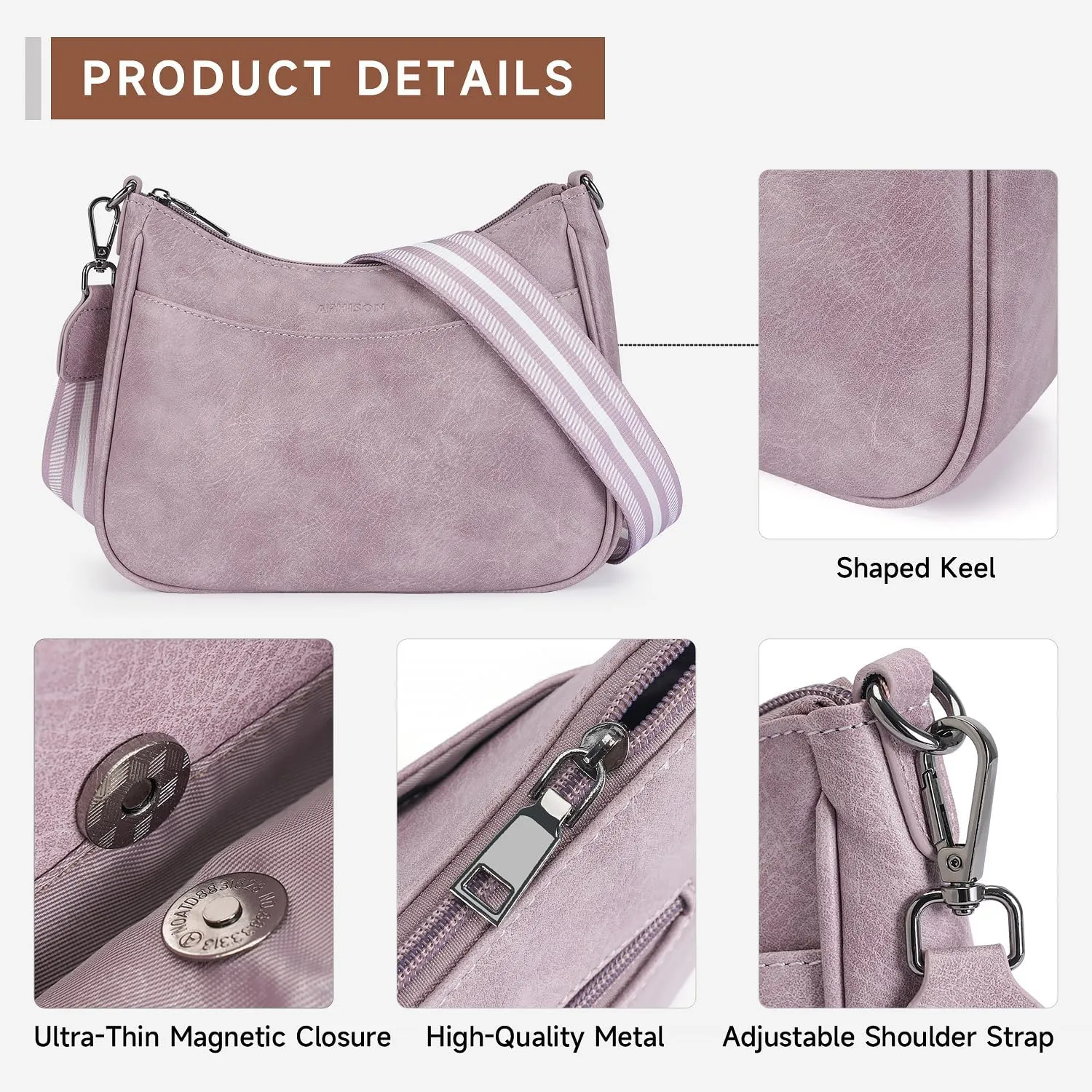 APHISON Trendy Leather Crossbody Purse with Adjustable Strap, Women's Shoulder Handbag