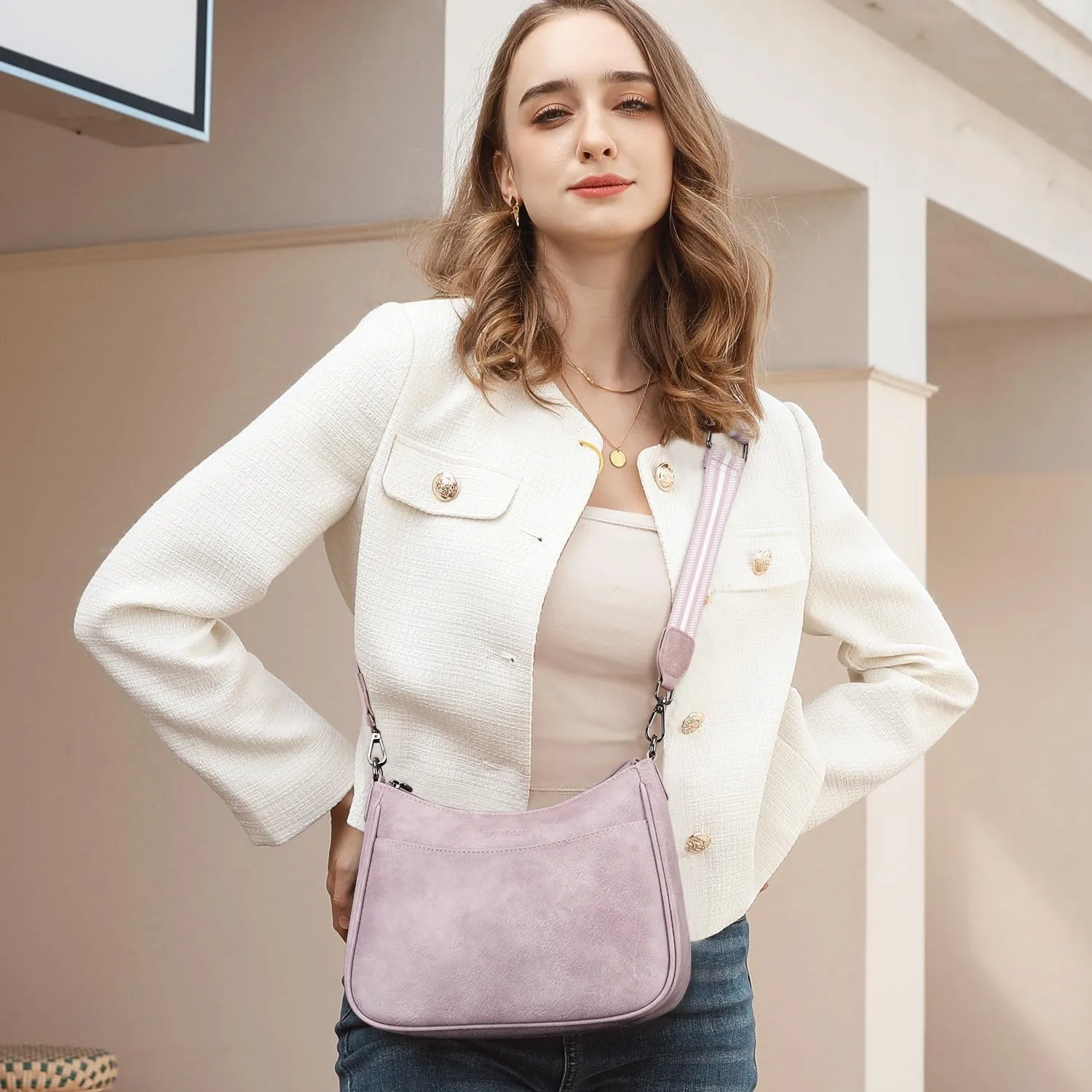 APHISON Trendy Leather Crossbody Purse with Adjustable Strap, Women's Shoulder Handbag