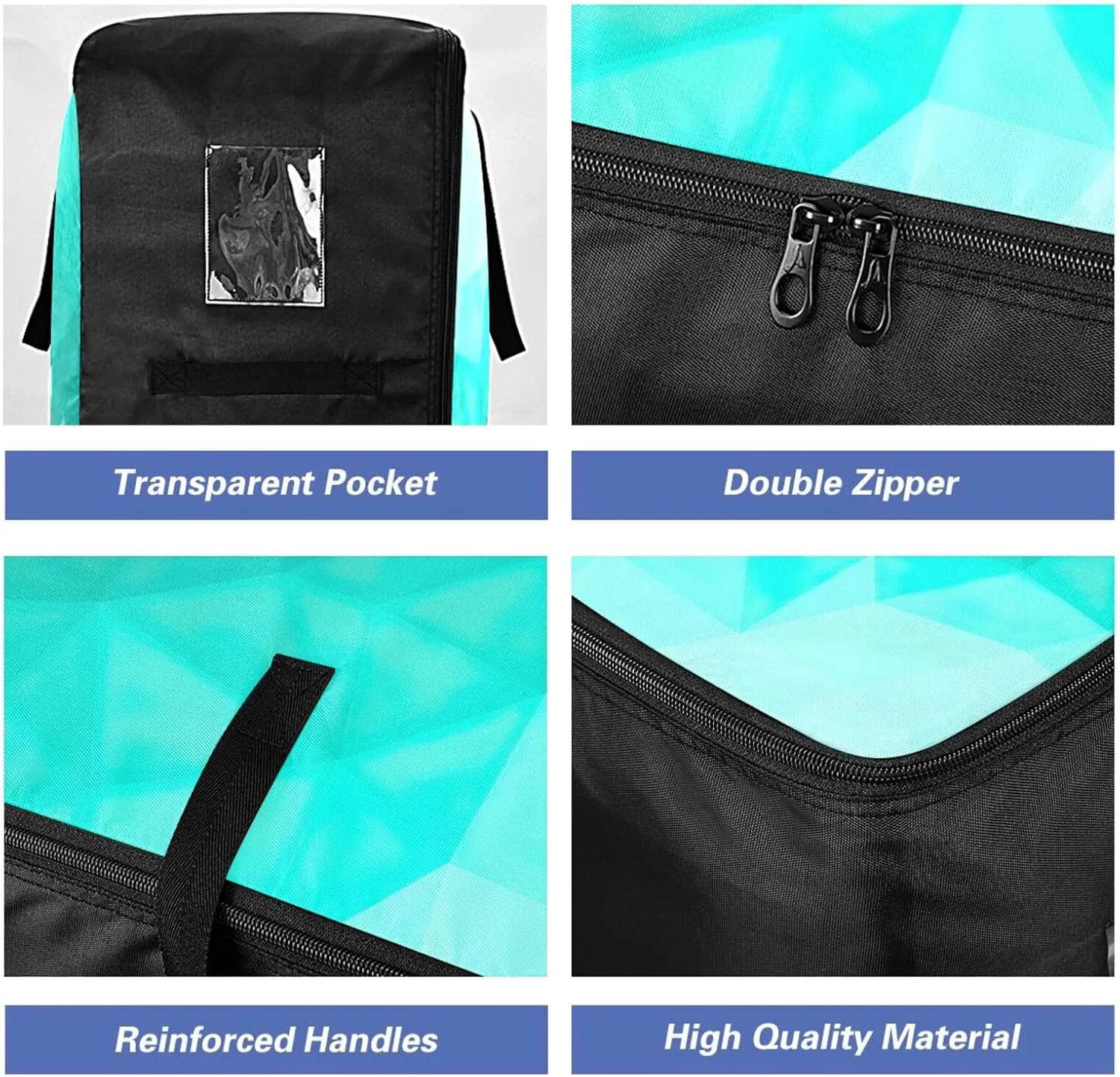 Aqua Turquoise Gradient Storage Bag, 27.5x19.7x11 In, Extra Large Storage Duffle Bag with Zippers and Handles Zippered Storage Bag for Moving