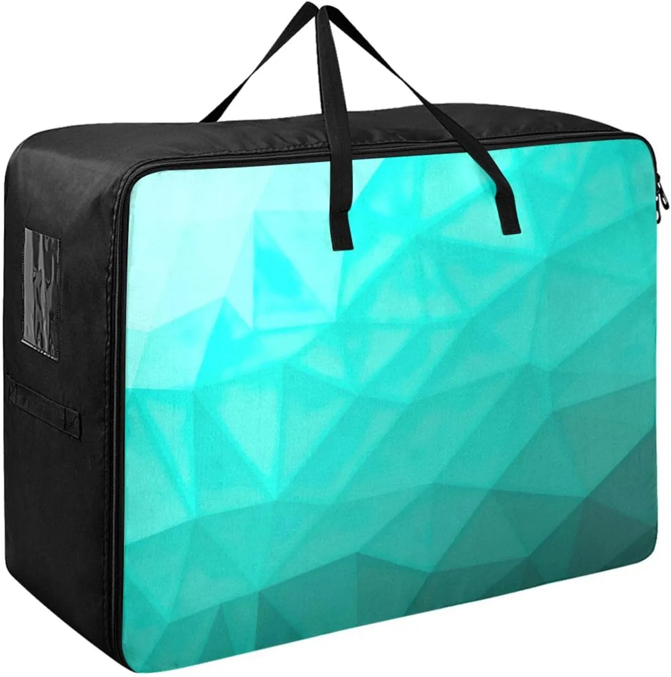 Aqua Turquoise Gradient Storage Bag, 27.5x19.7x11 In, Extra Large Storage Duffle Bag with Zippers and Handles Zippered Storage Bag for Moving