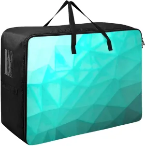 Aqua Turquoise Gradient Storage Bag, 27.5x19.7x11 In, Extra Large Storage Duffle Bag with Zippers and Handles Zippered Storage Bag for Moving