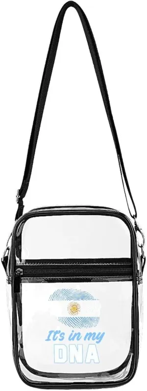 Argentina It's in My DNA Clear Stadium Crossbody Bag Small Shoulder Purse Adjustable Strap Handbag for Women Men