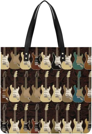 Art Guitar Pattern Tote Bag Durable Water-Resistant Handbags Lightweight Tote for Travel Work Book