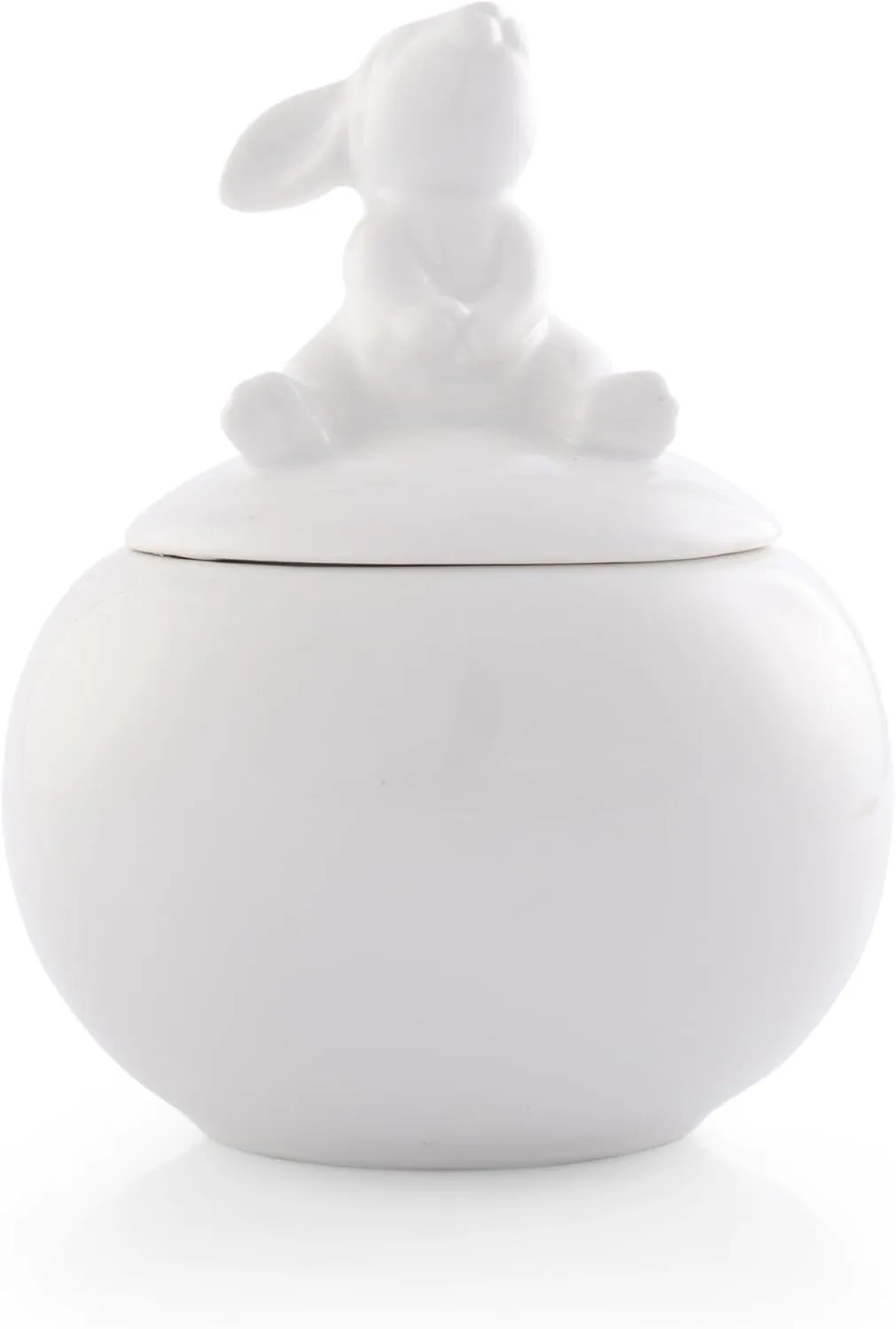 Arthur Court Sugar Bowl, White Stoneware, Setting Bunny Design on Lid, Durable and Easy to Clean - Whimsical and Elegant, Perfect for Tea or Coffee Time, Enhances Easter Table Décor