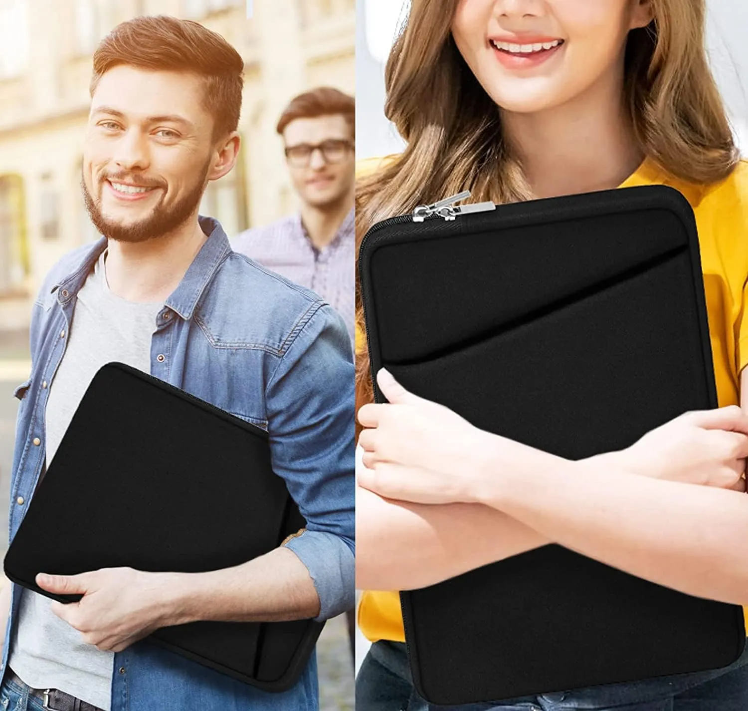 Askuko 15 inch Laptop Sleeve Bag, Shockproof Protective Case Cover, Handbags Portable Notebook Bag for 15-16 inch HP Dell Asus Lenovo Computer, Laptop Case with Front Pocket, Black
