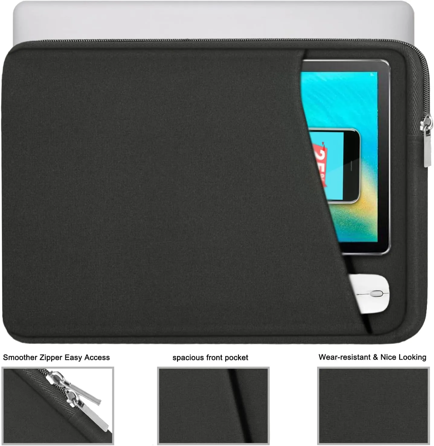 Askuko Laptop Sleeve 14 inch, Durable Carrying Bag Shockproof Protective Case Cover, Handbags Briefcase Laptop Bag Compatible with 14" MacBook Air/Pro HP Asus Lenovo Notebook Computer, Grey
