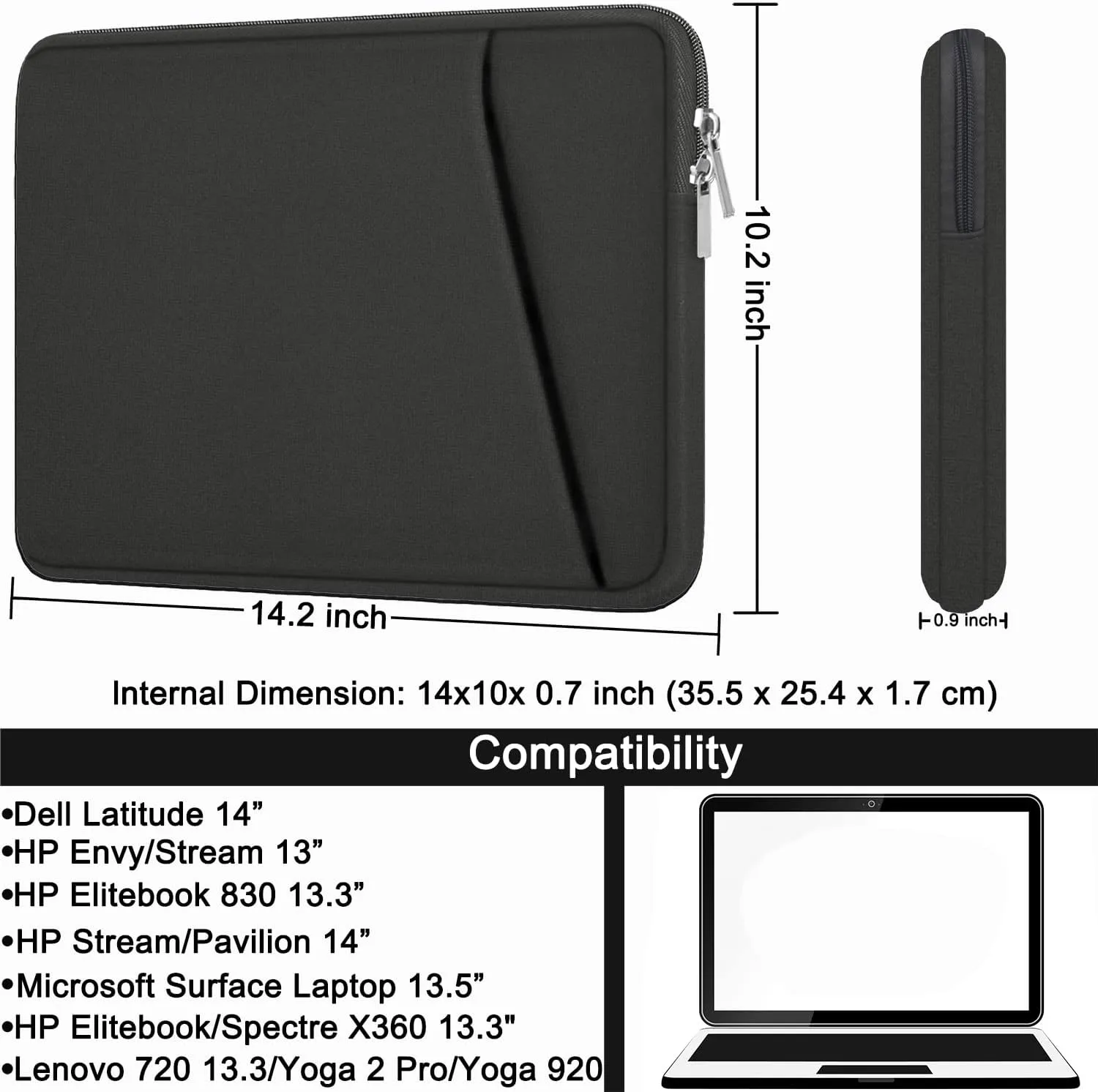 Askuko Laptop Sleeve 14 inch, Durable Carrying Bag Shockproof Protective Case Cover, Handbags Briefcase Laptop Bag Compatible with 14" MacBook Air/Pro HP Asus Lenovo Notebook Computer, Grey