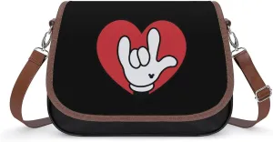 ASL I Love You Sign Language Trendy Crossbody Bags Purses for Women Casual Shoulder Handbags with Adjustable Wide Strap