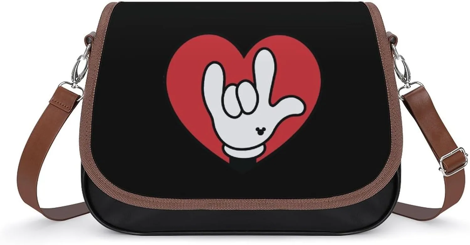ASL I Love You Sign Language Trendy Crossbody Bags Purses for Women Casual Shoulder Handbags with Adjustable Wide Strap
