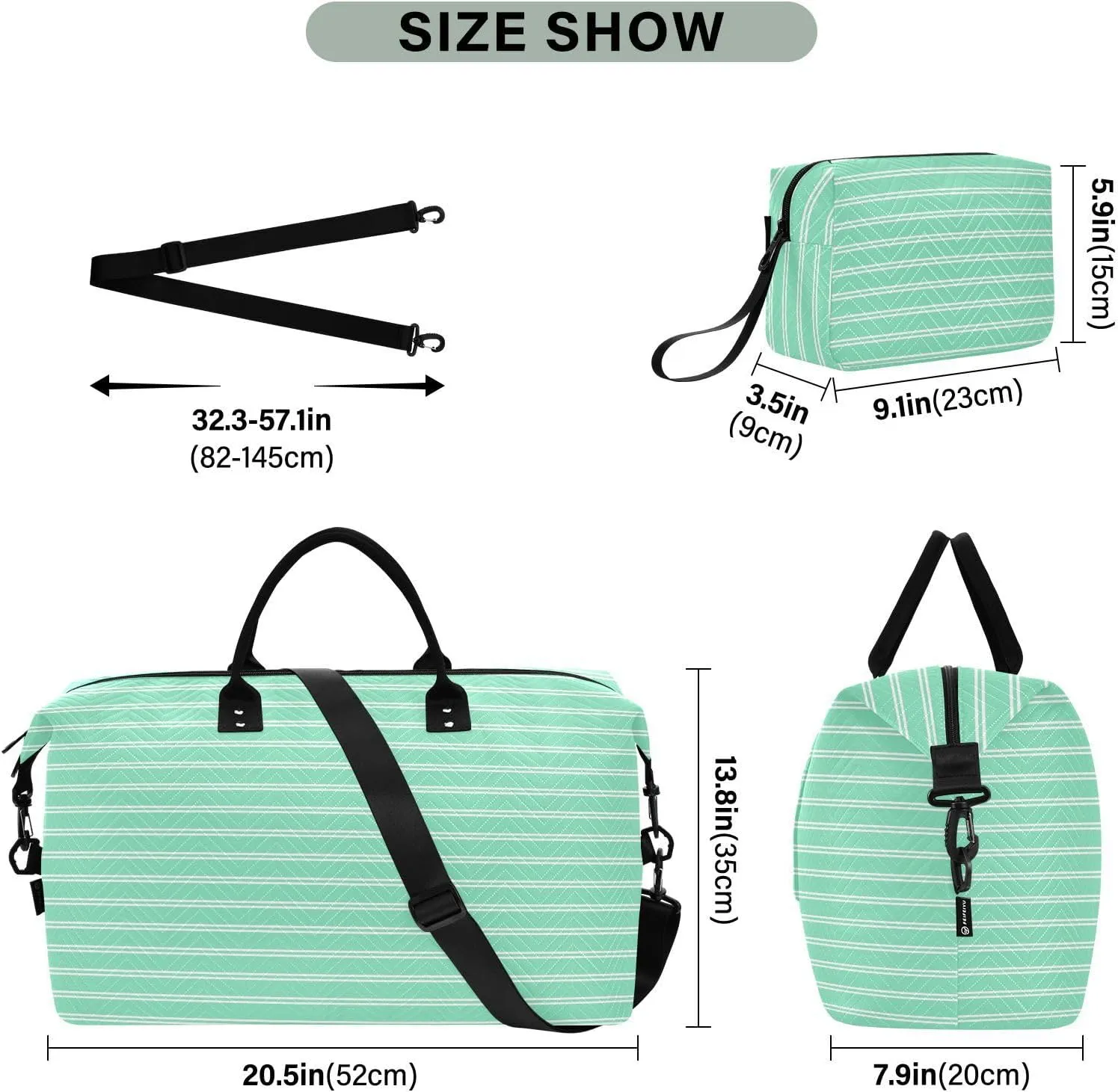 Aslsiy Travel Duffel Bags for Women Striped Carnival Glass Color Sports Duffel Bags Weekender Bags Gym Bag with Toiletry Bag Carry on Overnight Bag